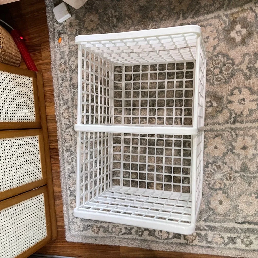 VTG 90s white Yaffa Blocks Plastic Storage Bins Crate 2 Shelf Basic Line